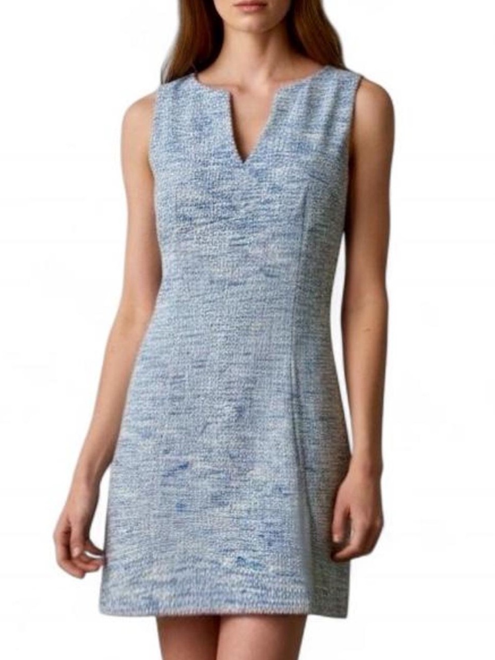 Nanette Lepore Cobalt & Cream Linen Cotton Bouclé Tailored Sheath Dress